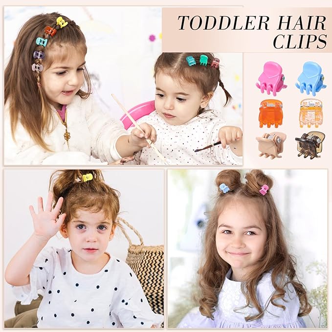 Obeoby 128 Pcs Mini Hair Claw Clips, Toddler Baby Girl Hair Clips - Cute Hair Accessories Holiday Birthday Gifts (32 Colors)