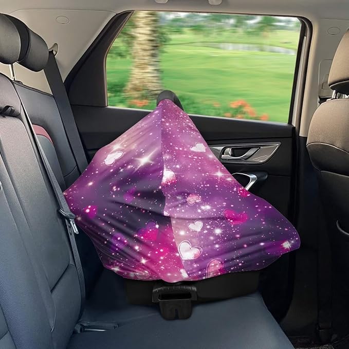 AFPANQZ Galaxy Heart Stretchy Baby Car Seat Covers for Boys Girls Infant Car Canopy Spring Autumn Winter Snug Warm Breathable Windproof Open Peep Top Universal Fit