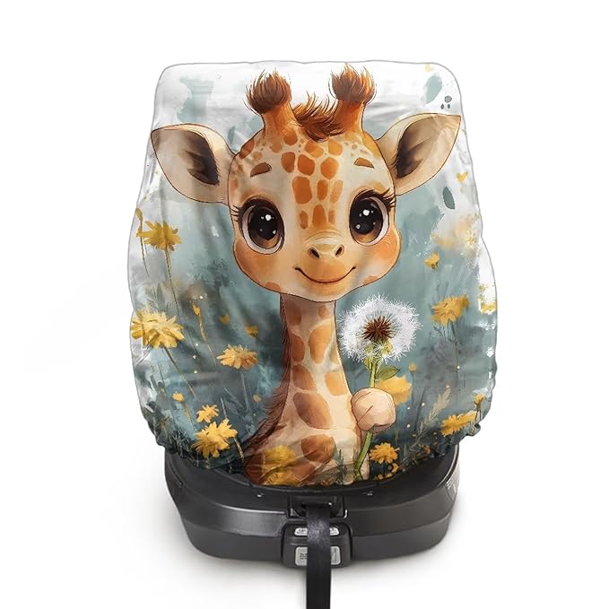 XYZCANDO Deer Print Carseat Cover for Baby Girl Cute Summer Carseat Cover Protect from Sun/Hot Days Waterproof Baby Car Seating Sun Shade Cover for Most Vehicle Gift for Birthday