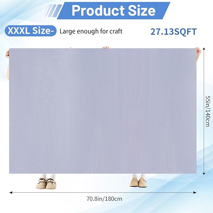 Drydiet 55x70 Inch Extra Large Craft & Painting Floor Mat - Waterproof Non-Slip PVC Art Rug, Floor Protector for Easel Painting Pottery Messy Projects, Washable Roll-up Spill Mat(Gray, Plain)