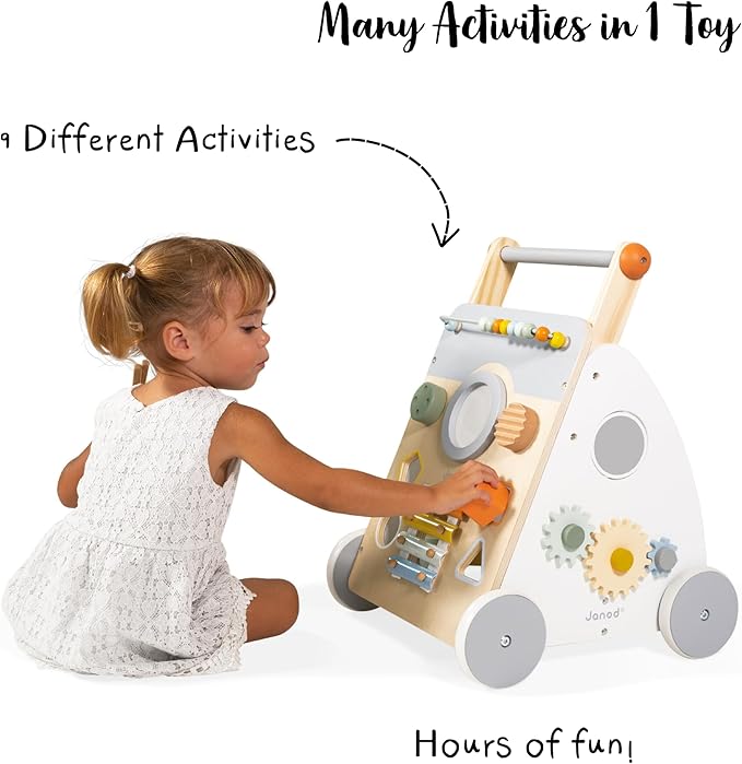 Janod Sweet Cocoon Wooden Multi-Activity Baby Walker - Ages 12 Months+ - J04410