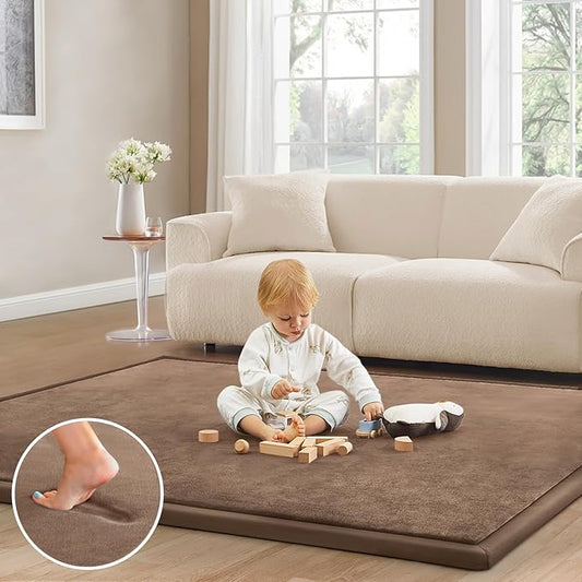 Baby Play Mat for Floor Nursery Rug Muscle Mat Area Rug Playroom Rug 79"x110" Playpen Mat Memory Foam 1.3" Thick Crawling Mat for Babies,Toddlers, Infants, Kids,Chestnut