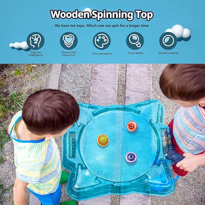 Colorful Painted Wood Spinning Tops, Kids Novelty Wooden Gyroscopes Toy, Assorted Standard & Flip Tops, Kindergarten Education Toys - Great Party Favors, Fun, Gift, Prize 10 Pcs/set (Multicolored)