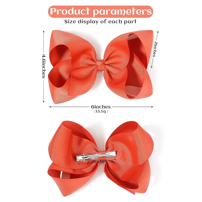 30PCS Big 6 Inch Hair Bows for Girls Grosgrain Ribbon Toddler Hair Accessories with Alligator Clips for Toddlers Baby Girls Kids Teens