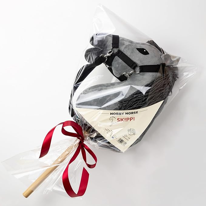 SKIPPI Hobby Horse - Realistic Grey Horse Head for Hobby Horsing Competitions, Large Size with Baton