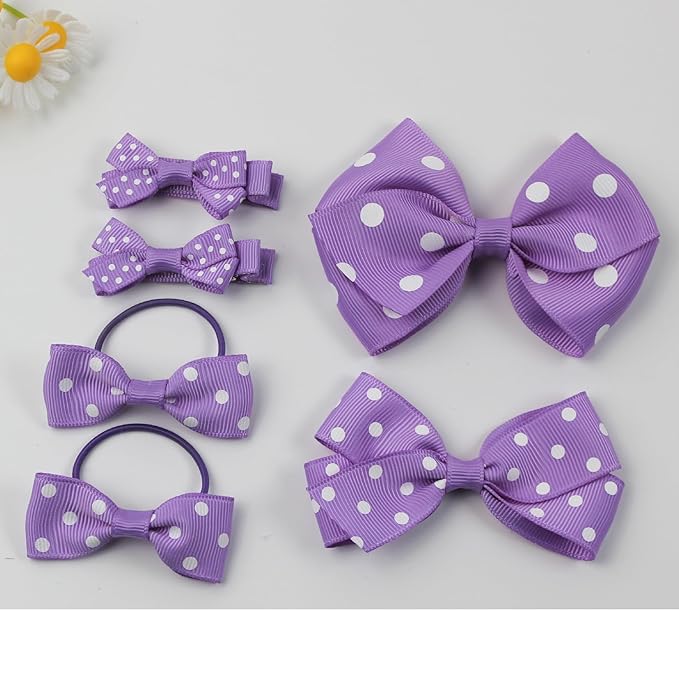 Polka dot Hair Clips Bow Baby Girls Polka dot Barrettes Clips BBG54 (B5-Lavender)