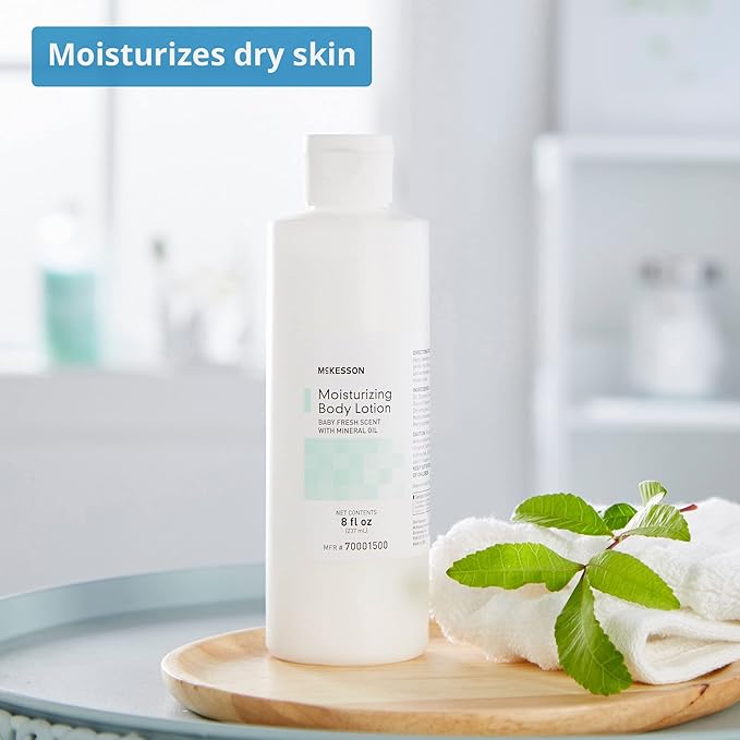 McKesson Moisturizing Body, Hand and Body Moisturizer, Baby Fresh Scent with Mineral Oil, 8 oz, 36 Count