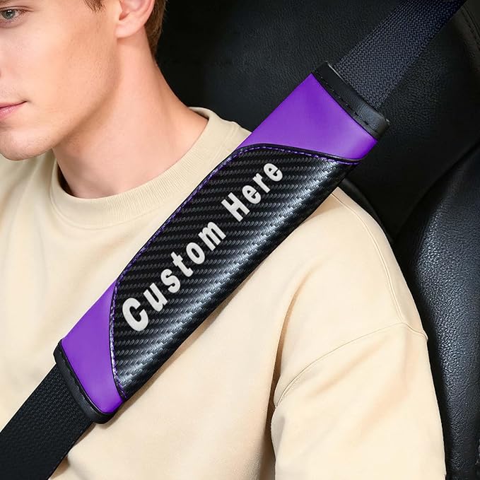 Custom Seat Belt Cover Pad - Personalized Carbon Fiber Seatbelt Shoulder Cushion, Auto Accessories for Cars Trucks SUVs