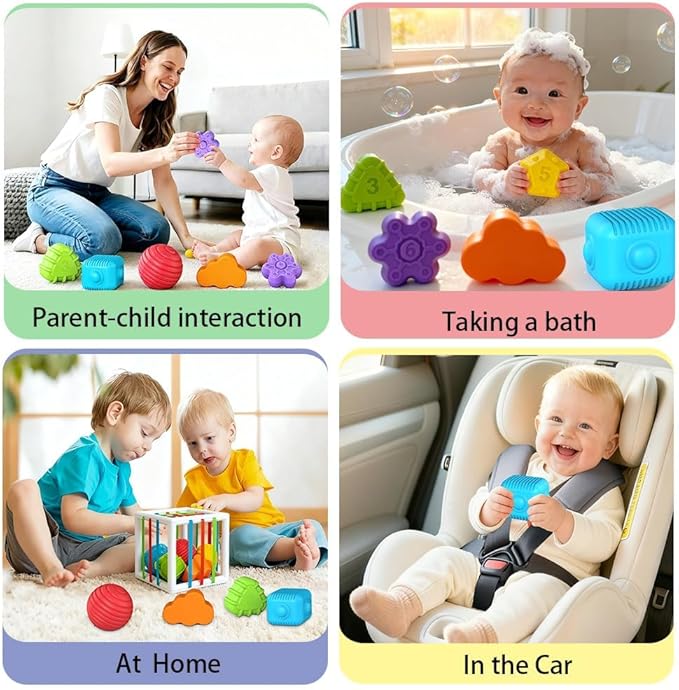 EasierLTtoys Suitable for 1-Year-Old Babies, 6-piece Multi-Sensory Shape Toys, Early Childhood Development Learning Birthday Gift, 12-Month Baby Toys