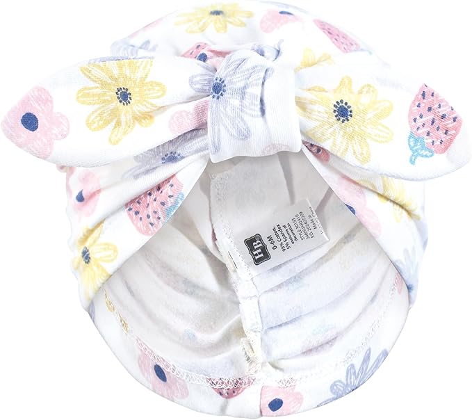 Hudson Baby Infant Girls Turban Cotton Headwraps, 0-24 Months