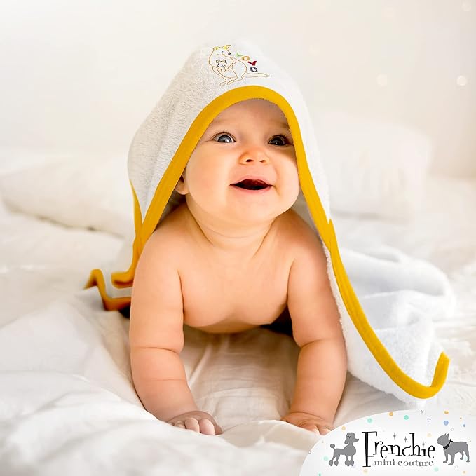 Frenchie Mini Couture, Hooded Bath Towels for Babies, 80% Cotton/20% Polyester, Wild Animal Design Baby Bath Towel Set, Pack of 3