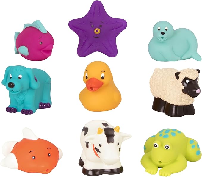 Battat – Assorted Bath Toys – 9 Pieces Animal Squirters – Pool – 10 Months+ – Bath Buddies (9 Pieces)