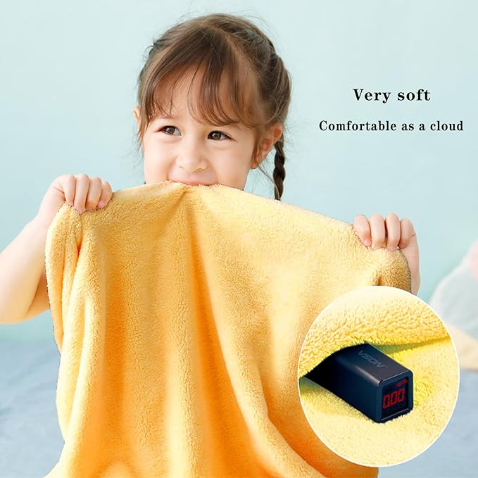 Toddler Baby Bath Towel with Hood 27.5"X55" Ultra Absorbent Soft Cozy Comfort Bathrobe Blanket, 0-6 Years Infant Shower Towel for Girls & Boys(Sunset Yellow)