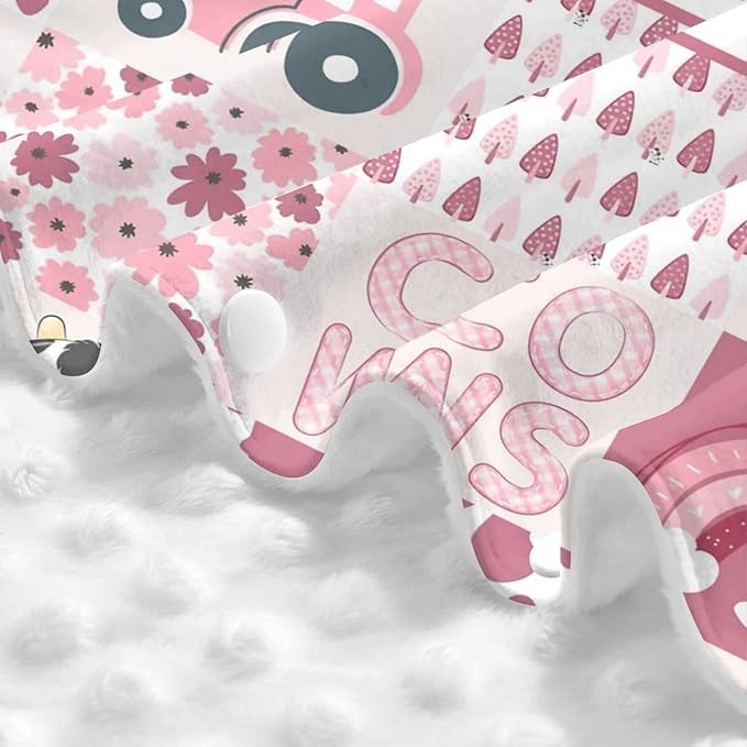 Personalized Baby Car Seat Canopy for Girls, Custom Name Baby Car Seats Covers for Babies, Opening Minky Nursing Breastfeeding Stroller Cover Infant Carseat Canopies for Newborn (Cute Cow Pink)