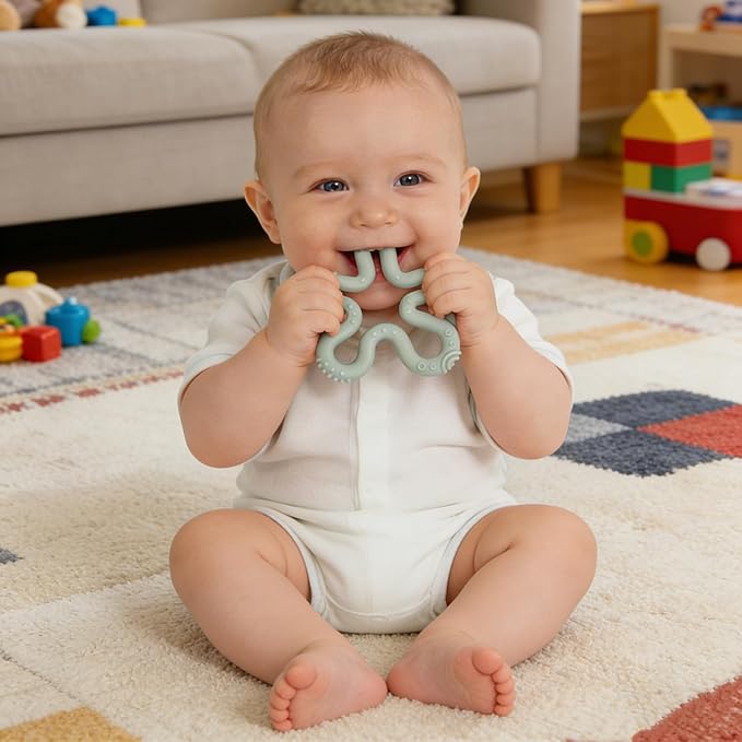 Fu Store 3 Pack Coral Flower Ring Teether Baby Teething Toys Silicone Teether Ring Toys for Babies 0-6 0-12 0-24 0-36 Months Easy to Grasp Clean Infant Teething Relief Soothing Sore Gums