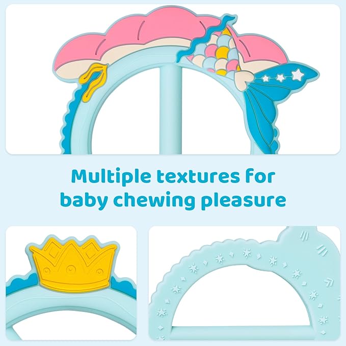 Mermaid Teether for Babies - SHARE&CARE Mom Gifts Silicone Teething Toy, Women Gift for Mom, Wife,Her, Holiday Baby Chew Toy for 3 Months+, BPA-Free,Baby Shower (Mermaid)