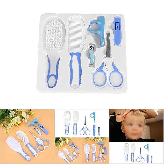 Baby Grooming Kit, Portable Safety Care Set with Hair Brush, Comb, Nail Clipper, Nasal Aspirator for Nursery Newborn Toddlers
