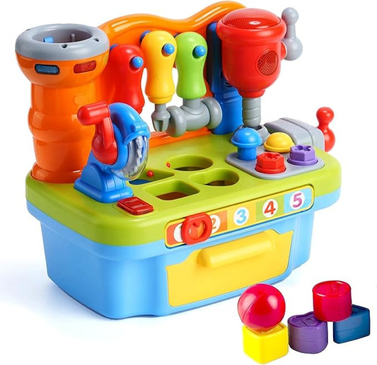 Woby Multifunctional Musical Learning Tool Workbench Toy Set for Kids with Shape Sorter Tools