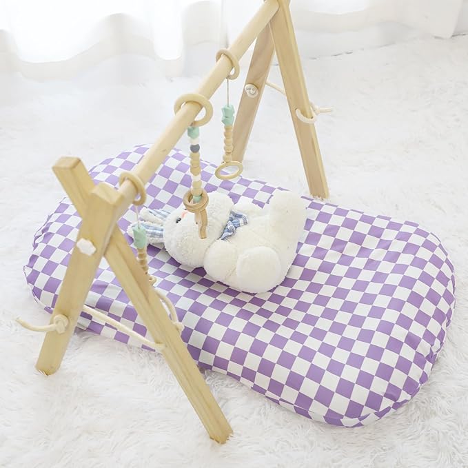 DILIMI Baby Lounger Cover for Boys and Girls, Removable Cover Ultra Soft Comfortable Lounger Slipcover, Purple Checkered (Lounger not Included)
