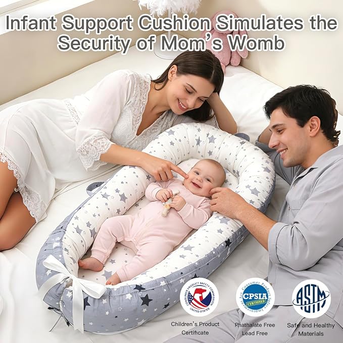 Baby Support Cushion | Organic Cotton Infant Support Cushion| Reversible, Adjustable & Portable Floor Cushion | Soft, Breathable, Washable Cover