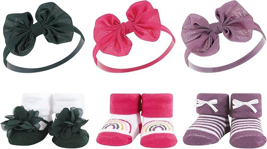 Hudson Baby Girl's Headband and Socks Giftset