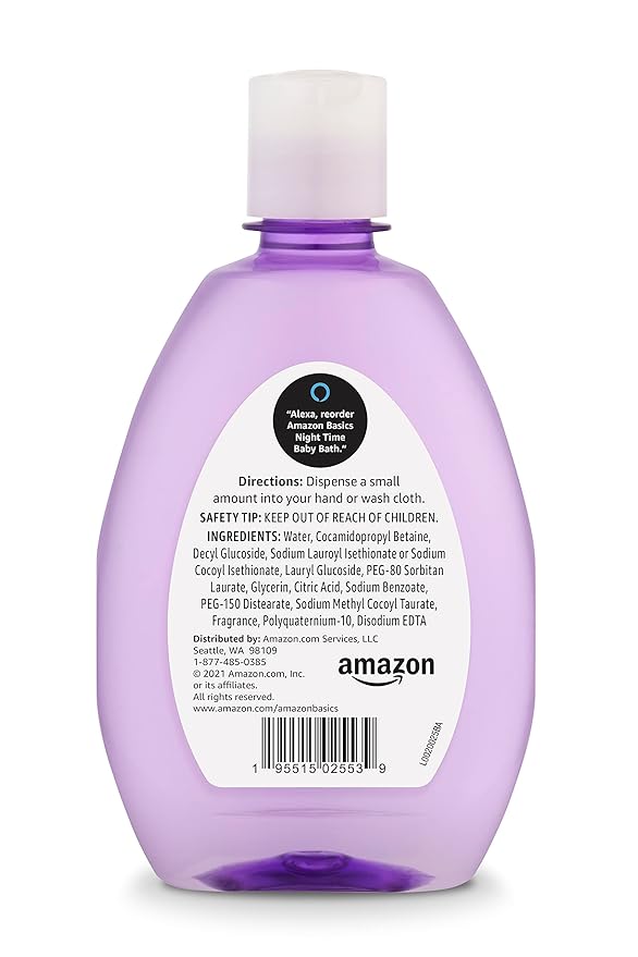 Amazon Basics Tear-Free Night-Time Baby Bath, Soothing, Lightly Scented, 13.6 Fl Oz, (Previously Solimo) (Pack of 2)