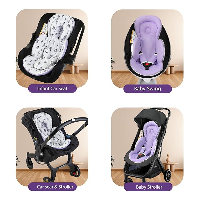 Infant Car Seat Insert, Body Support for Baby Newborn Infant Toddler with Extra Headrest, Shoulder Pads Set, Soft, Plush Fabric, Reversible Design Fits for Stroller, Baby Swing, Bouncer