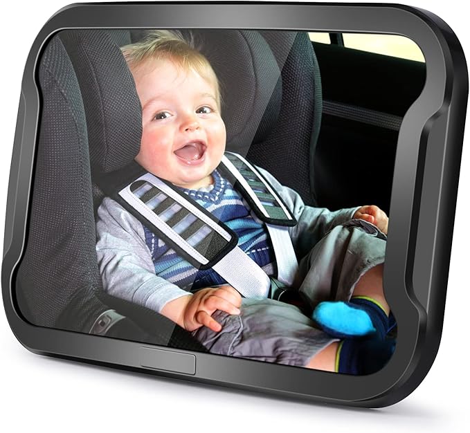 Vinabo Baby Car Mirror, Shatterproof Baby Mirror, 360° Adjustable Baby Car Mirror, Baby Rear Seat Mirror, Essential Safety - Suitable for All Types of Headrests