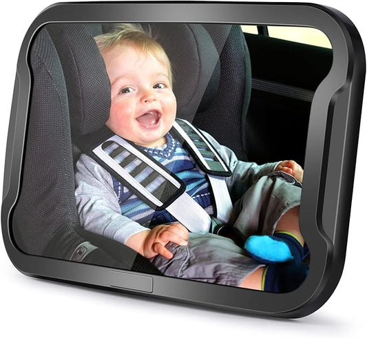 Vinabo Baby Car Mirror, Shatterproof Baby Mirror, 360° Adjustable Baby Car Mirror, Baby Rear Seat Mirror, Essential Safety - Suitable for All Types of Headrests