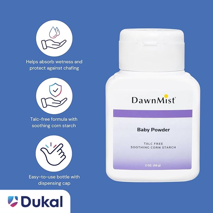 Dukal BP14 Dawn Mist Baby Powder, Cornstarch, 14 oz., Case of 24