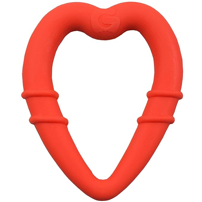 Gummee Heart-Shaped Silicone Baby Teether Teething Ring BPA Phthalate Free Non Toxic Toy 3 Months+ Red