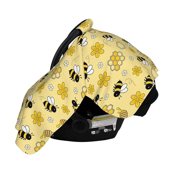 Bee Baby Car Seat Canopy Cover Multi Use Nursing Cover for Mom Nursing Covers Newborn Bee Shower Gift