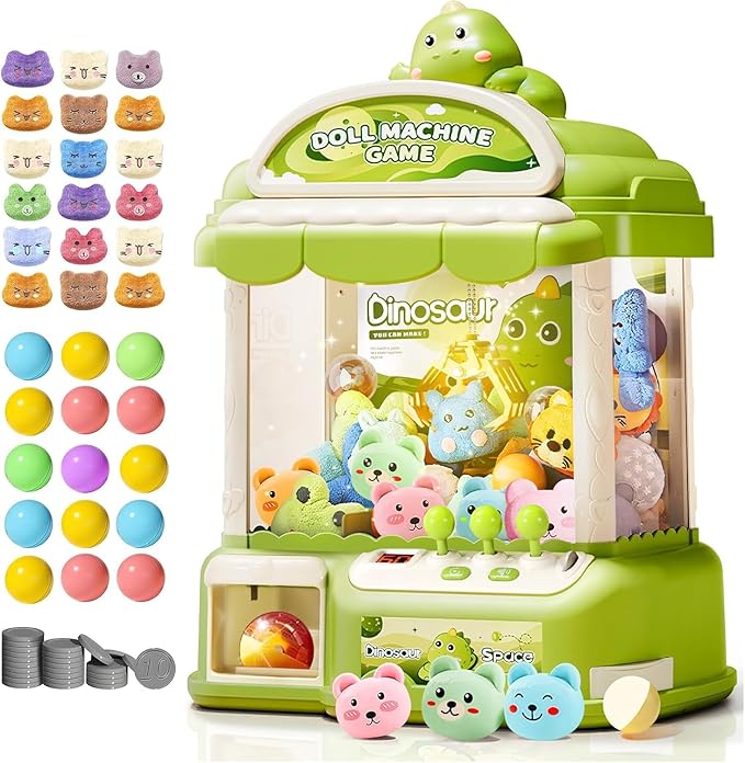 Large Claw Machine for Kids, Musical Electronic Arcade Game Console with Adjustable Sound, Christmas and Birthday Gift for Kids, Includes 30 Toys & 24 Game Coins & 20 Surprise Eggs