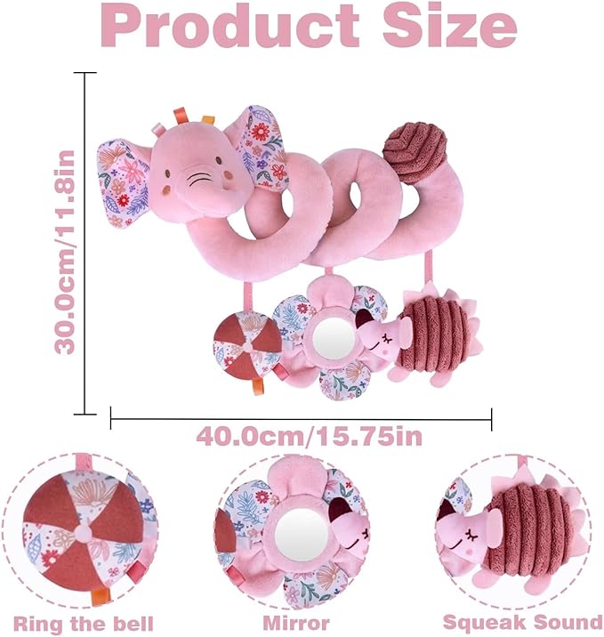 Multi-Use Baby Spiral Activity Toy – Spiral carseat Toy for Car Seat, Stroller,Play Gym, Keeps Baby Quiet, Easy Travel Solution