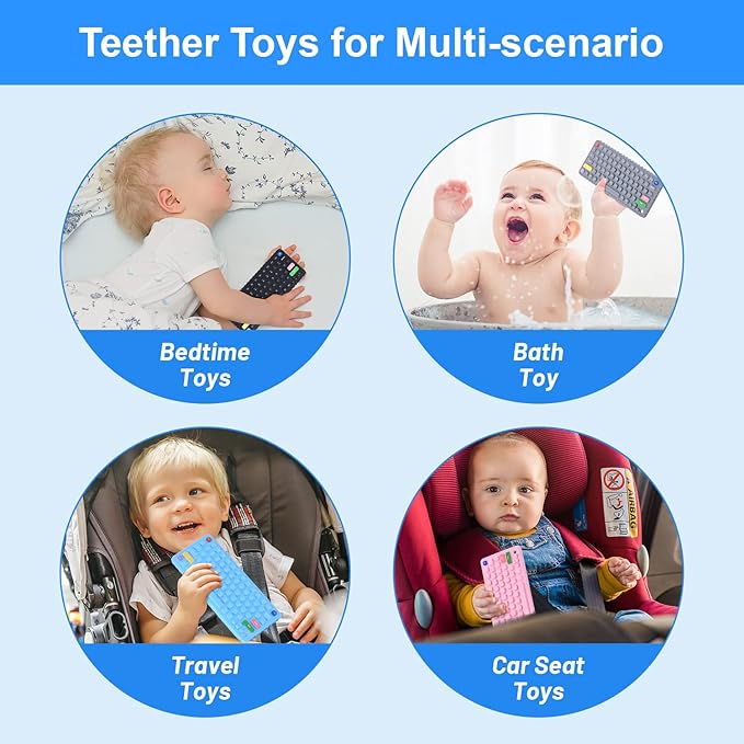 Baby Keyboard Teething Toys for Babies 0-3, 0-6, 6-12 Months | Soft Silicone Keyboard Teethers | Baby Fidget Toys 0-6 Months | Infant Teether Pacifier for Breastfeeding Baby Boy Girl