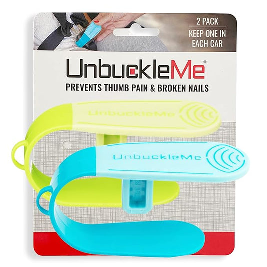 UnbuckleMe Car Seat Buckle Release Tool - Lime Green & Blue 2 Pack - Buy one for Each Car or Give One to a Friend