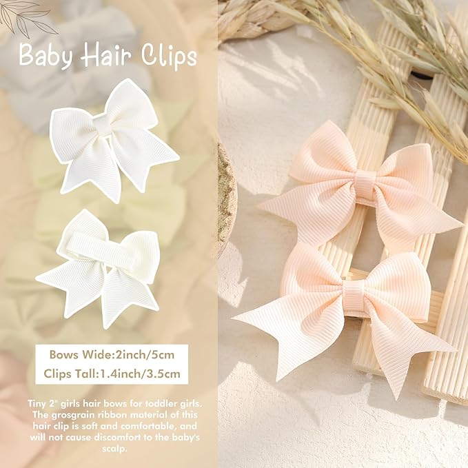 OAOLEER 24pcs 2inch Baby Hair Clips, Fully Lined Bows for Baby Girls, Toddlers & Infants, 12 Colors in Pairs, Unisex, Modern, Contemporary Style