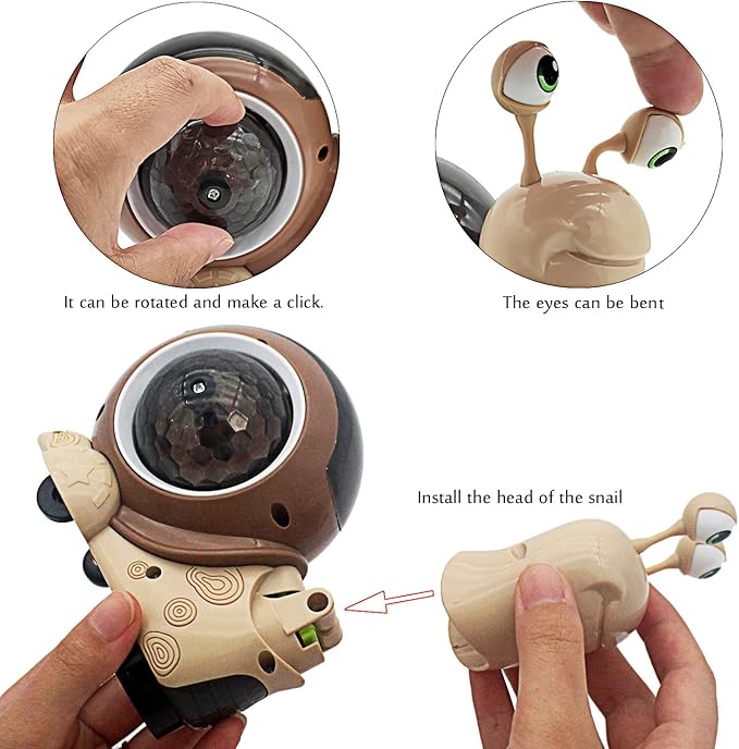 Tipmant Baby Toddler Electric Snail Toy Cute Electronic Animal Crawl, Play Music, Luminous Light Kids Birthday (Brown)