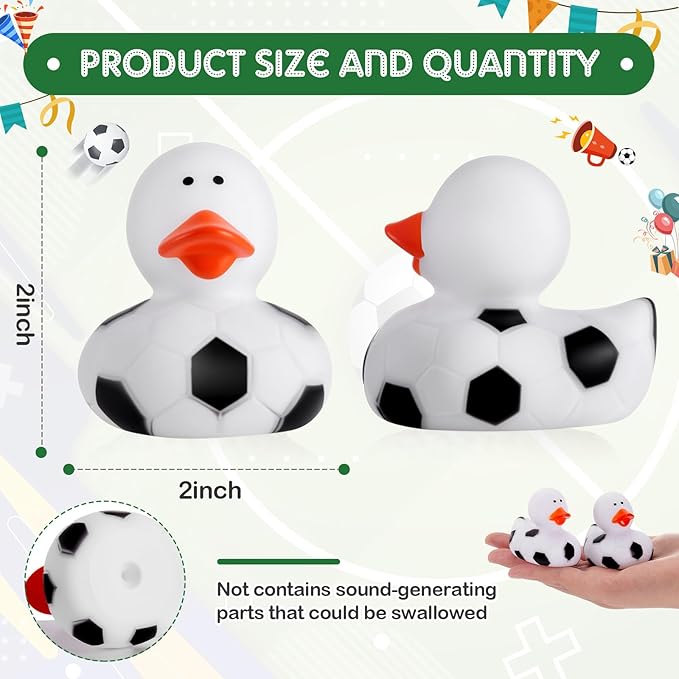 Deekin Rubber Ducks 2 Inch Bulk Sport Party Favors for Team Events Decorations Birthday Party Supplies Club Player Gift(50 Pcs,Soccer)
