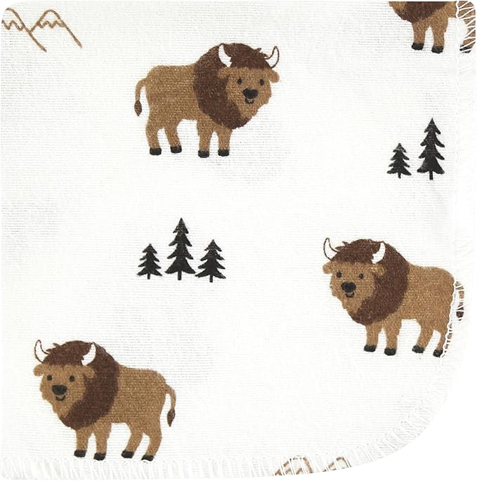 Hudson Baby Unisex Baby Flannel Cotton Washcloths, Wild Buffalo 10 Pack, One Size