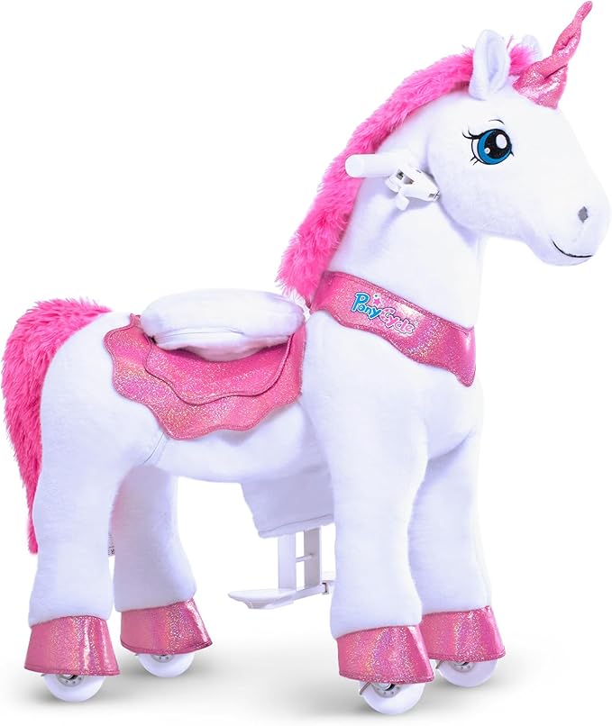 PonyCycle Ride on Unicorn Riding Unicorn Toys, Essential Model E Unicorn Gifts Ride on Pony for Girls (30" Height/Size 3 for Age 3-4) Plush Interactive Riding Horse Ride on Horse Toys Animal Pink E312