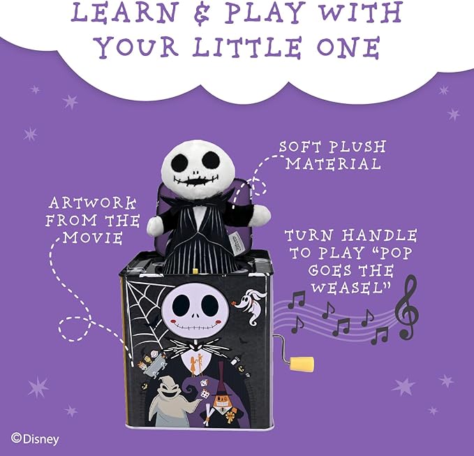 Kids Preferred Disney Baby The Nightmare Before Christmas Jack Skellington Classic Jack-in-The-Box Musical Toys for Babies and Toddlers