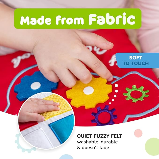 deMoca Busy Book for Toddlers 1-3, Quiet Montessori Airplane Activity Book, Travel Learning Toy Board for 1 Year Old, Gift for Boys and Girls