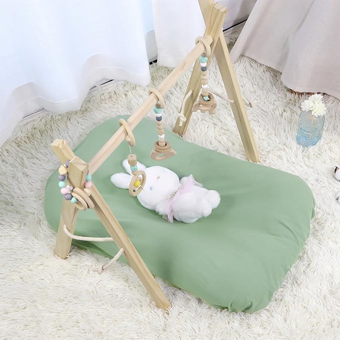 SWESEN Baby Lounger Cover, Breathable Newborn Lounger Cover, Cotton Linen Lounger Slipcover for Baby Girls and Boys, Cover Only, Green
