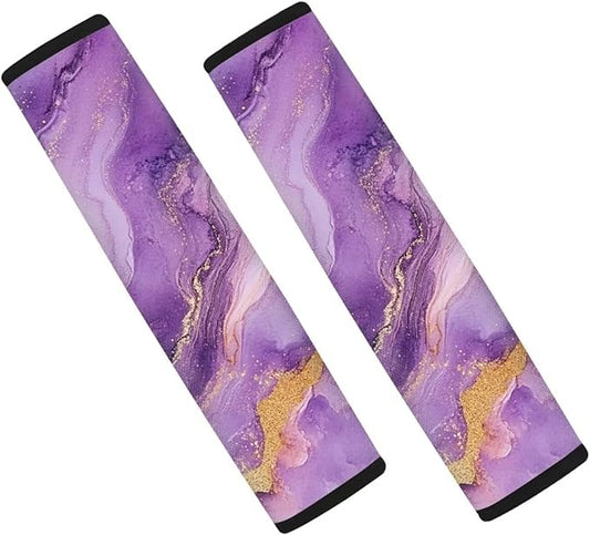 Seat Belt Cover,Purple Marble Soft Car Seat Belt Pad Cover Seat Belt Shoulder Pads for Adults Kids Set of 2 Universal Fit