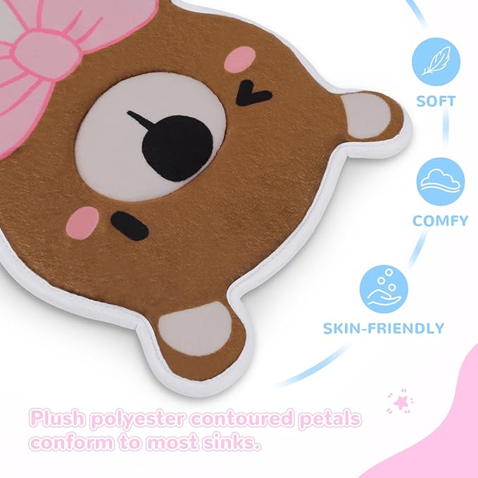 Baby Bath Pad - Original Washer-Safe Bear Seat for Newborns to Toddlers (0-6 Months+), Non-Slip Bathtub Mat, Essential Brown Bath Accessory