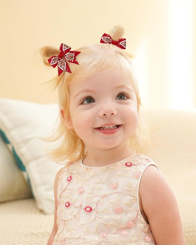 Jollybows 20pcs Christmas hair bows Baby Hair Clips Girls Bows Mini Alligator Clip Toddler Pigtail Bow Fine Hair Clip Christmas hair accessories-Green, Red, White
