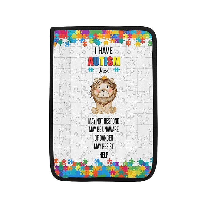 I Have Autism Dinosaur Personalized Name Autism Awareness Seat Belt Covers Special Need Autistic Car Seat Belt Covers for Kid Children Medical Alert 17