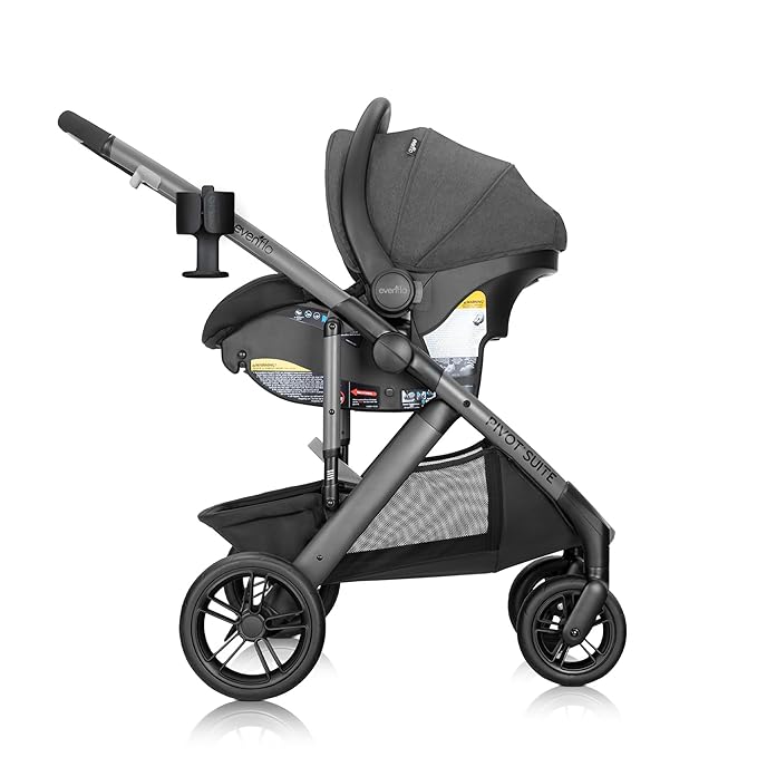 Evenflo Pivot Suite Modular Travel System with LiteMax Infant Car Seat, Devon Gray