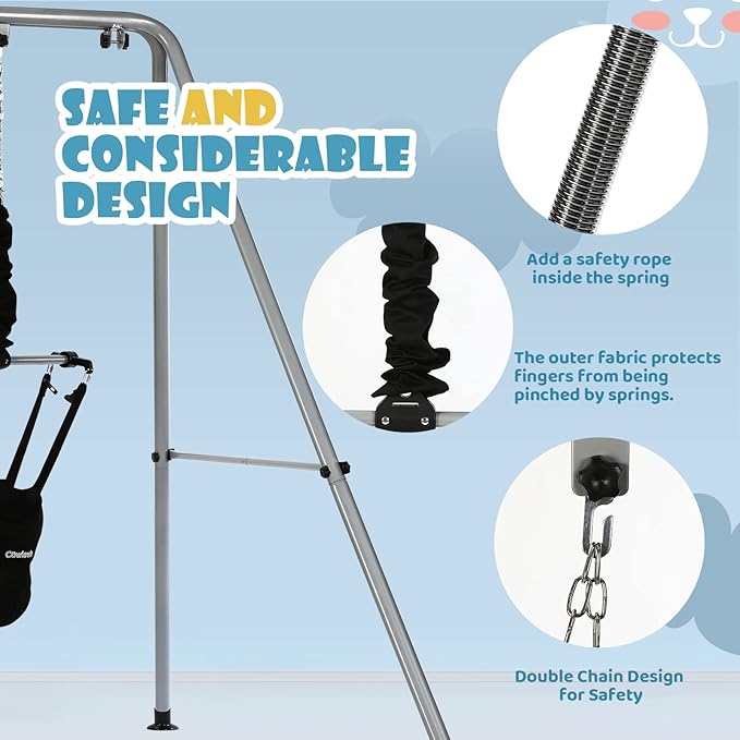 Cowiewie 2 in 1 Baby Jumper, with Strong Support Stand and Baby Walking Harness Function, Fun Activity for 6-24 Months Old